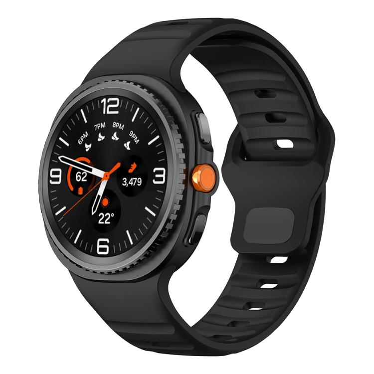 

For Samsung Galaxy Watch8 / Watch8 Classic Wave Reverse Buckle Silicone Watch Band(Black)