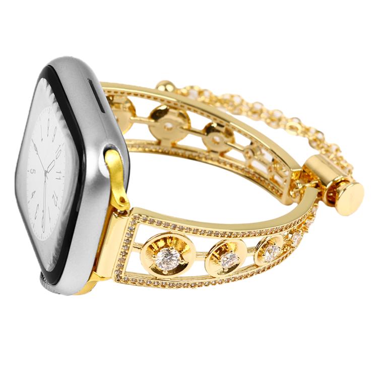 

For Apple Watch 46mm / 49mm / 45mm / 44mm Platinum Star Zirconium Metal Watch Band(Gold)