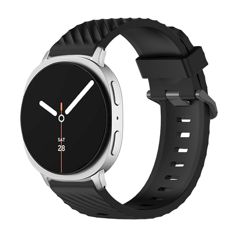 

For Samsung Galaxy Watch8 / Watch8 Classic Black Buckle Spruce Silicone Watch Band(Black)