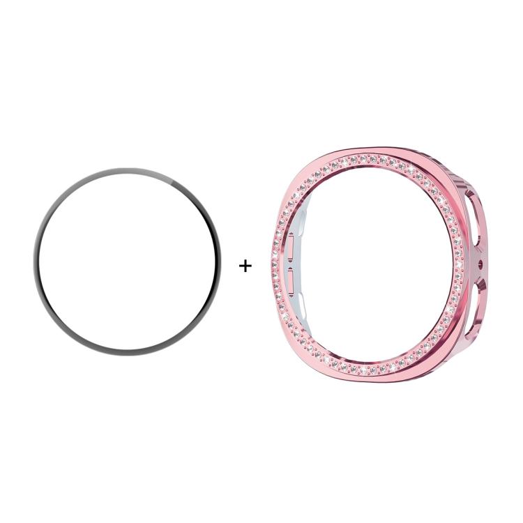 

For Samsung Galaxy Watch8 44mm ENKAY Hat-Prince Diamond PC Watch Cover with Full Coverage PMMA Soft Film(Pink)