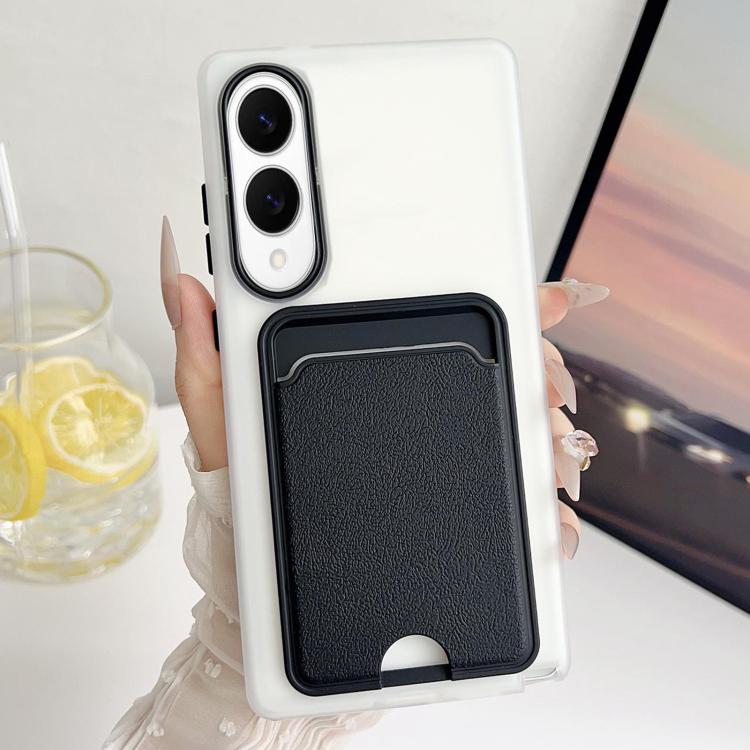 

For Samsung Galaxy S25 Edge 5G Leather Texture Card Bag Shockproof Phone Case(Black)