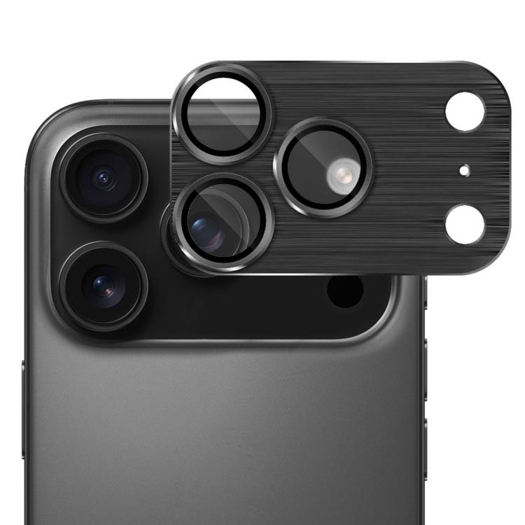 

For iPhone 17 Pro Max ENKAY Anti-reflection Camera Lens Brushed Aluminium Alloy Tempered Glass Film(Black)