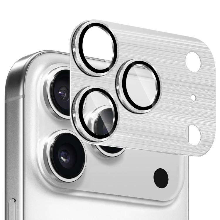 

For iPhone 17 Pro ENKAY Anti-reflection Camera Lens Brushed Aluminium Alloy Tempered Glass Film(Silver)