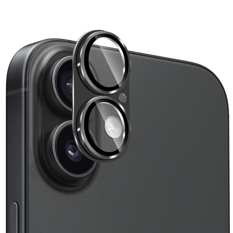 

For iPhone 17 ENKAY Anti-reflection Camera Lens Frosted Armor Aluminium Alloy Tempered Glass Film(Black)