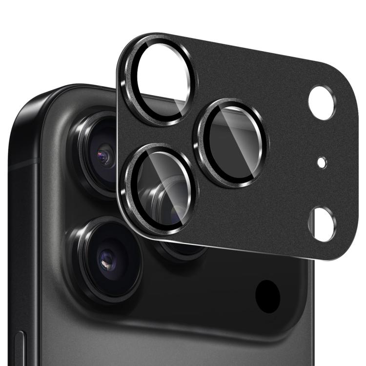 

For iPhone 17 Pro ENKAY Anti-reflection Camera Lens Frosted Armor Aluminium Alloy Tempered Glass Film(Black)
