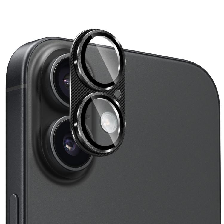 

For iPhone 17 ENKAY CD Texture Aluminium Alloy Tempered Glass Lens Cover Film(Black)