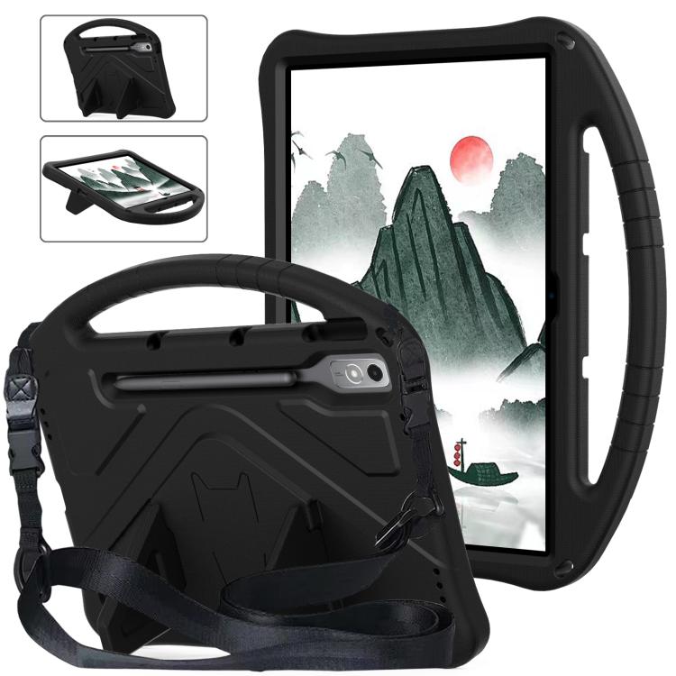 

For Lenovo Tab P12 TB-370 2023 EVA Shockproof Tablet Case with Holder & Shoulder Strap(Black)