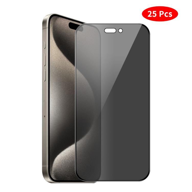

For iPhone 15 Pro JUNSUNMAY 25pcs Silk Print Full Coverage Privacy Tempered Glass Film