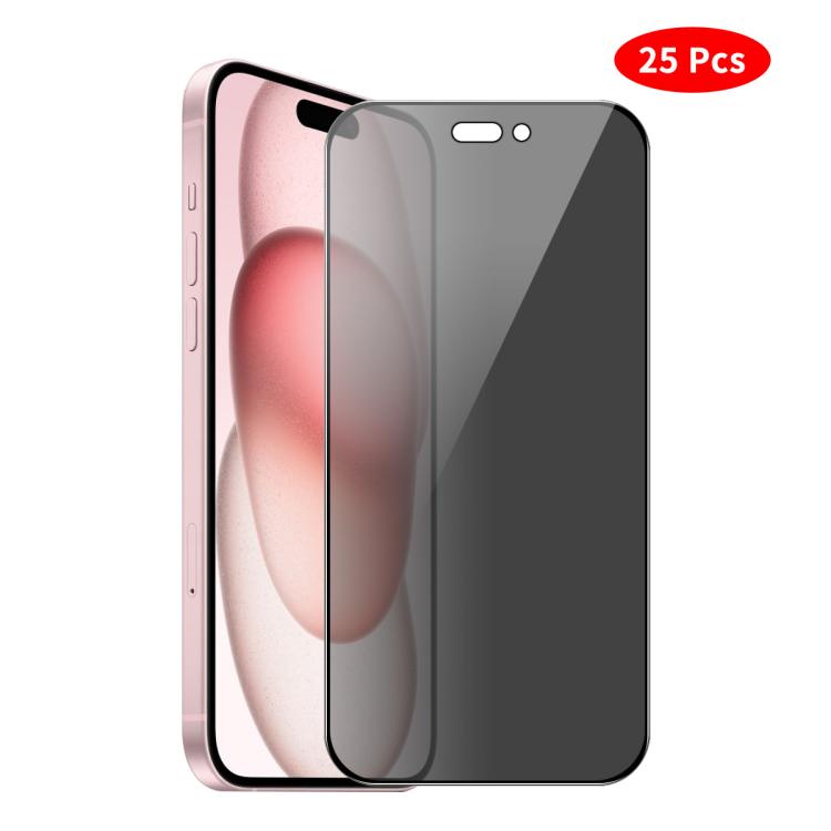 

For iPhone 15 JUNSUNMAY 25pcs Silk Print Full Coverage Privacy Tempered Glass Film