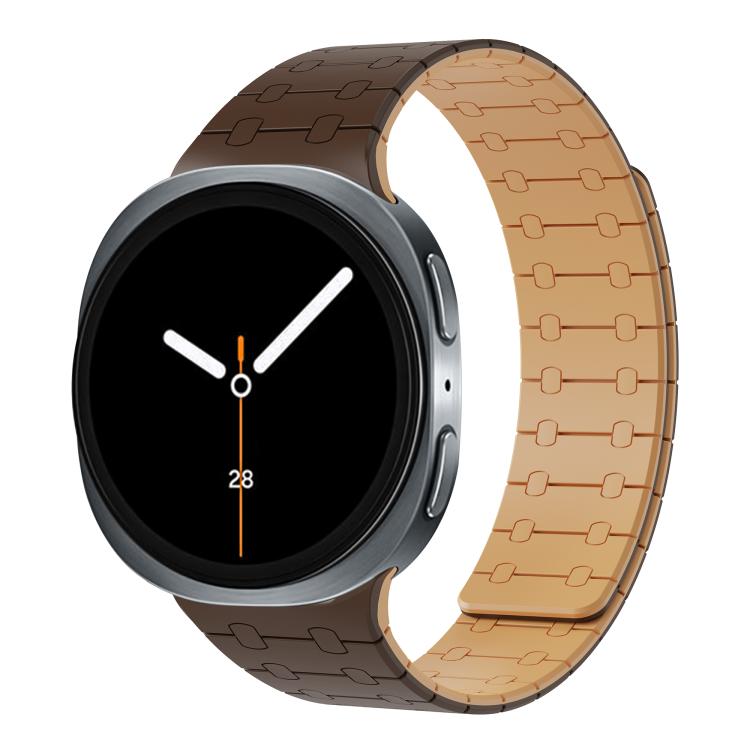 

For Samsung Galaxy Watch8 / Watch8 Classic Integrated Magnetic Silicone Watch Band(Dark Brown+Light Brown)