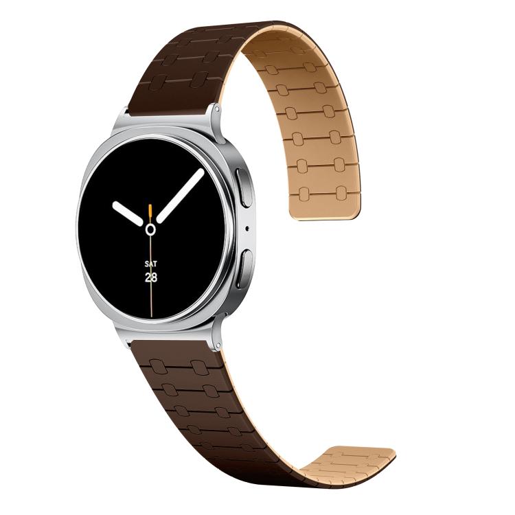

For Samsung Galaxy Watch8 / Watch8 Classic Two Color Loop Magnetic Silicone Watch Band(Dark Brown+Light Brown)