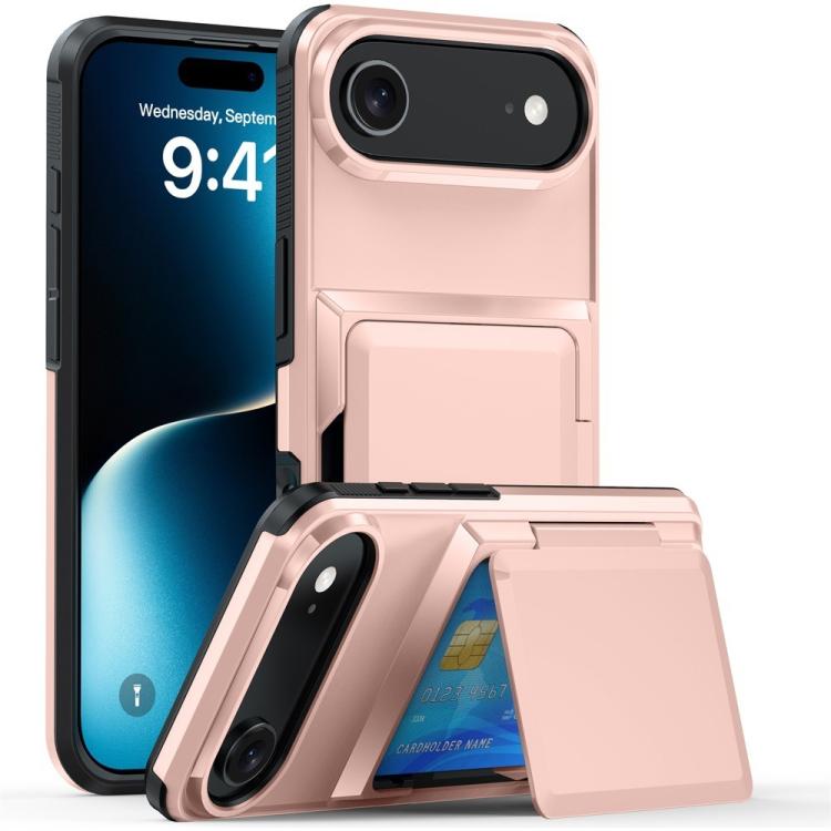 

For iPhone Air Kalebol Flip Card Wallet Holder Shockproof Phone Case(Rose Gold)