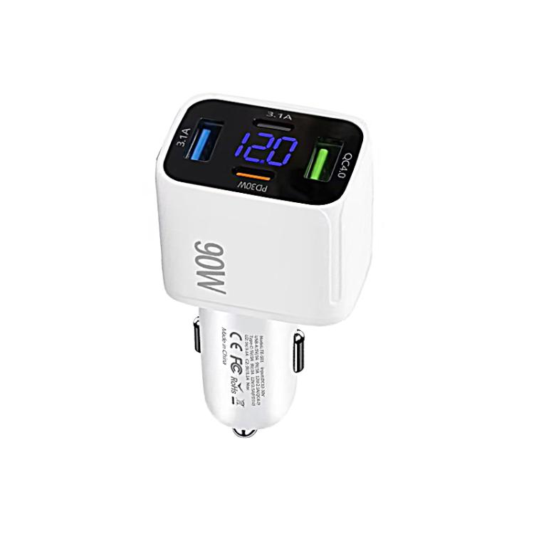 

QC4.0 30W + PD3.0 30W LED Digital Display Car Charger(White)