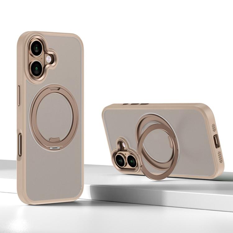

For iPhone 16 Kalebol Rotating Magnetic Holder MagSafe Phone Case(Desert Gold)