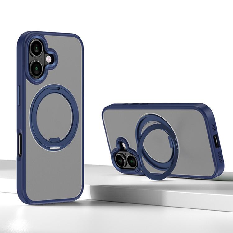 

For iPhone 16 Plus Kalebol Rotating Magnetic Holder MagSafe Phone Case(Blue)