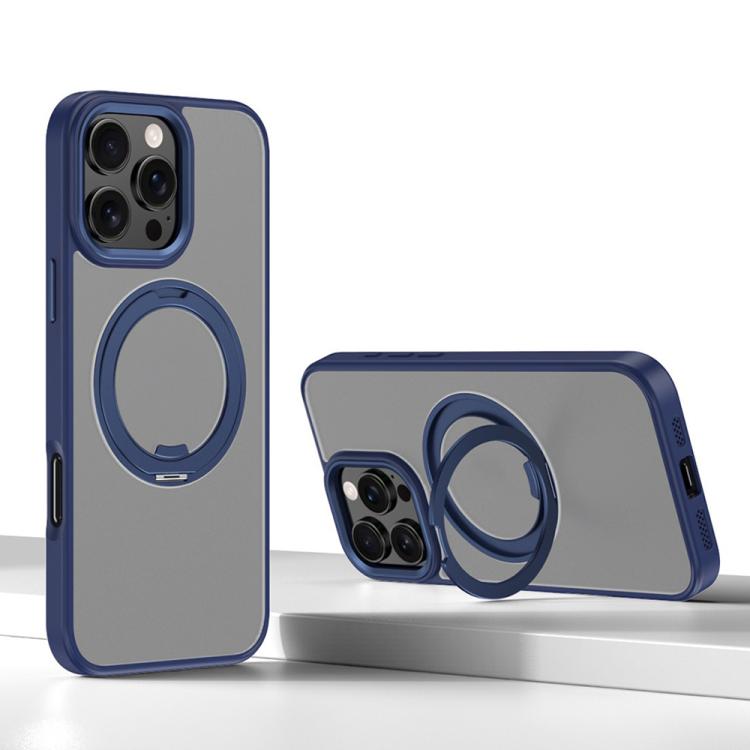 

For iPhone 16 Pro Max Kalebol Rotating Magnetic Holder MagSafe Phone Case(Blue)