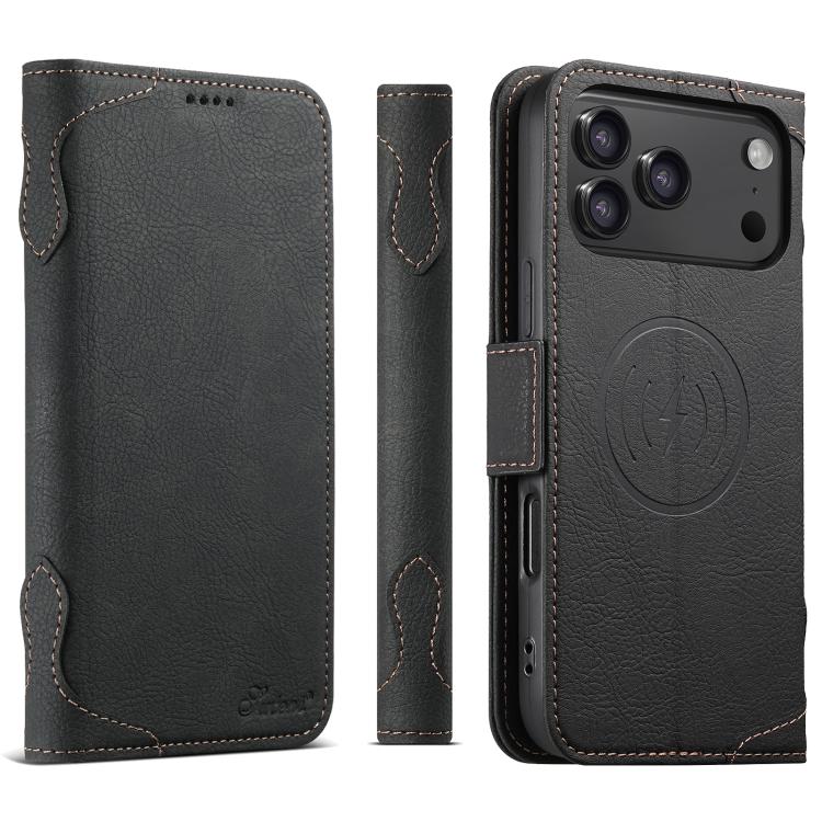 

For iPhone 17 Pro Max SUTENI J07 Multifunctional Horizontal Flip Magsafe Leather Phone Case(Black)