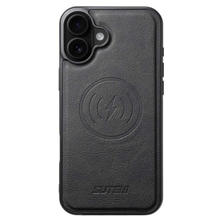 For iPhone 17 Suteni G5 Litchi Leather Magnetic MagSafe Phone Case(Black)