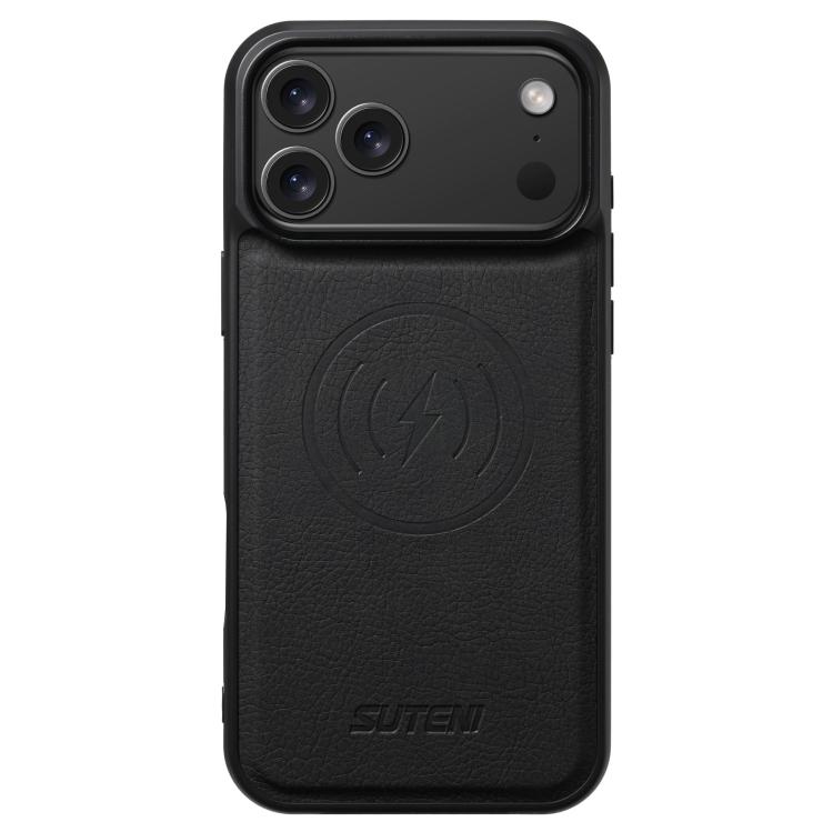 For iPhone 18 Pro Suteni G5 Litchi Leather Magnetic MagSafe Phone Case(Black)