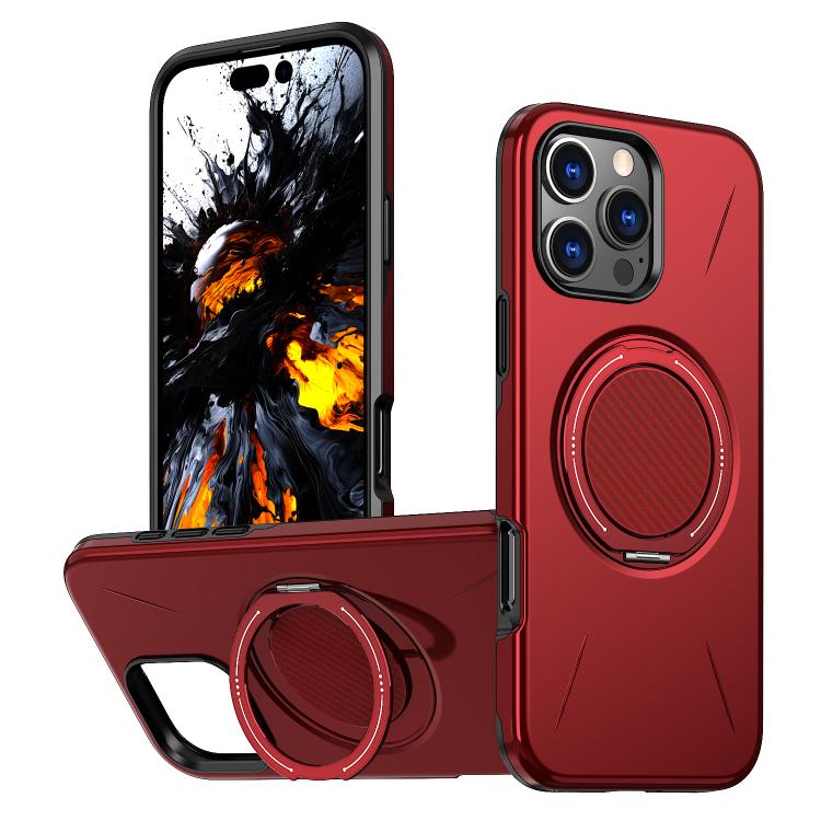 For iPhone 15 Pro Max Kalebol Magnetic MagSafe Rotation Holder PC Phone Case(Red)