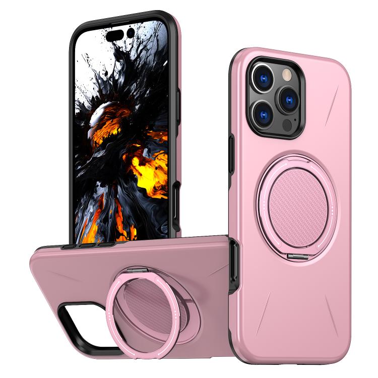 

For iPhone 14 Pro Kalebol Magnetic MagSafe Rotation Holder PC Phone Case(Pink)