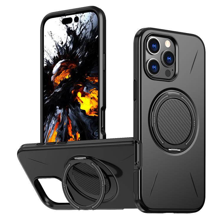 

For iPhone 13 Pro Max Kalebol Magnetic MagSafe Rotation Holder PC Phone Case(Black)