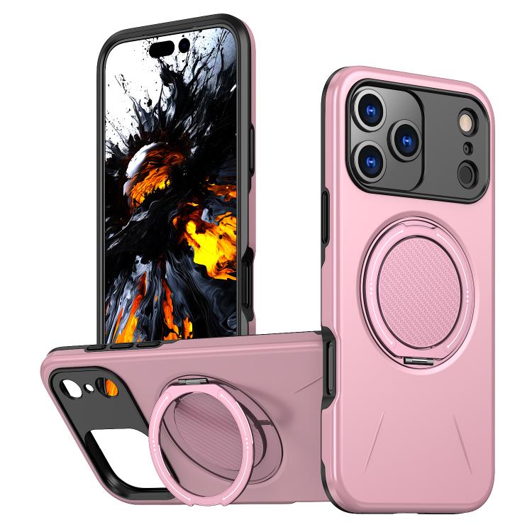 

For iPhone 17 Pro Kalebol Magnetic MagSafe Rotation Holder PC Phone Case(Pink)