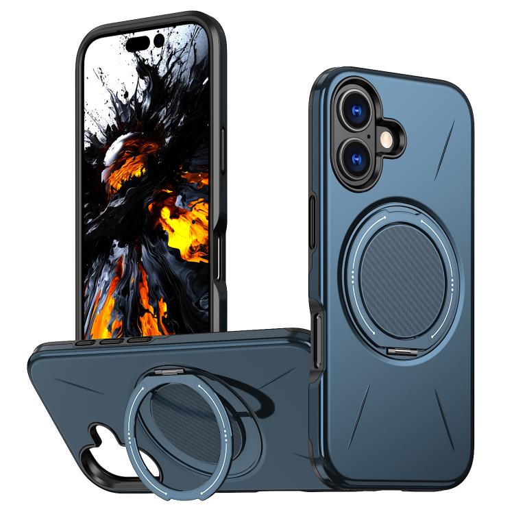 

For iPhone 16 Plus Kalebol Magnetic MagSafe Rotation Holder PC Phone Case(Blue)