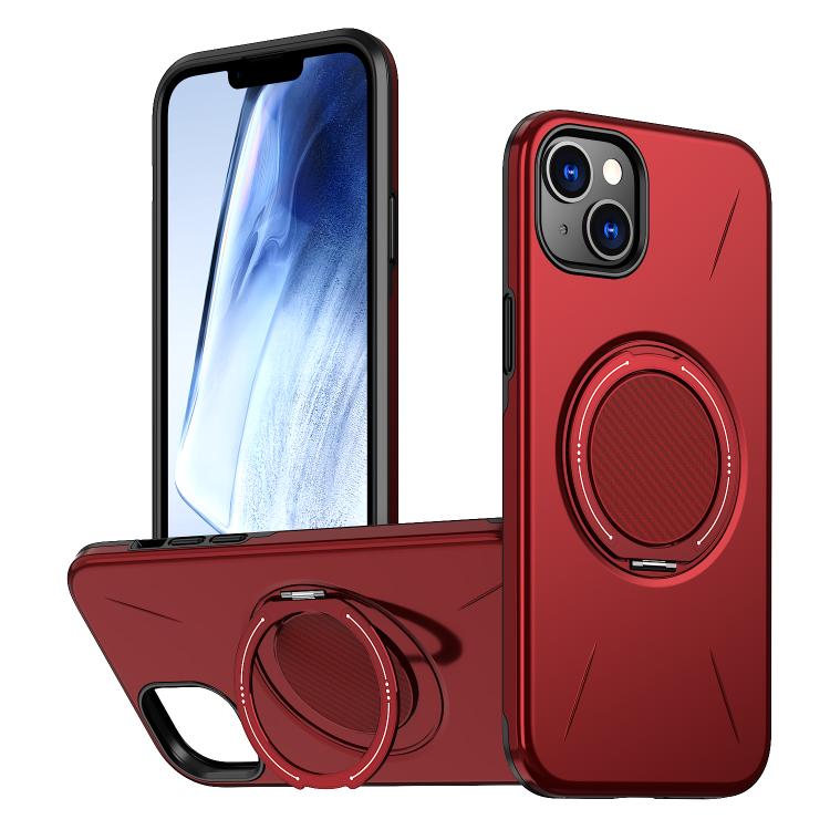 For iPhone 14 Kalebol Magnetic MagSafe Rotation Holder PC Phone Case(Red)