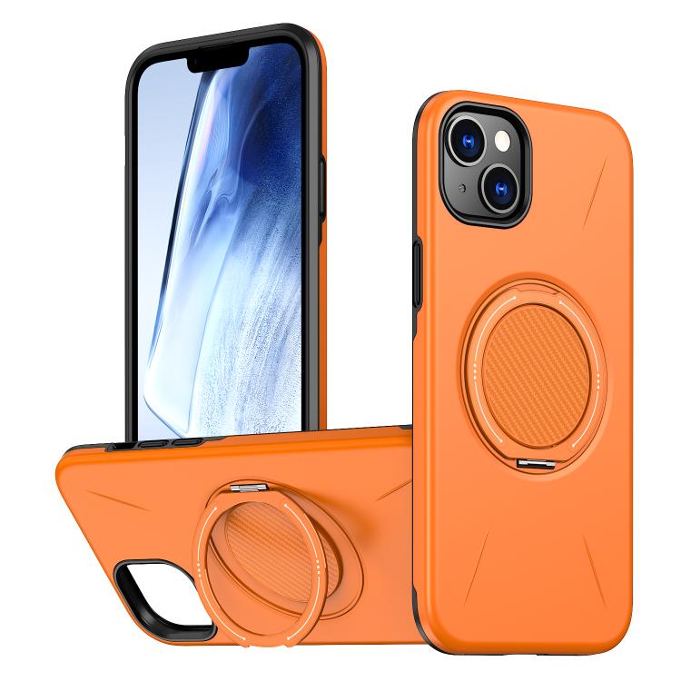 

For iPhone 14 Kalebol Magnetic MagSafe Rotation Holder PC Phone Case(Orange)