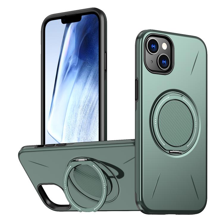 

For iPhone 13 Kalebol Magnetic MagSafe Rotation Holder PC Phone Case(Grey Green)