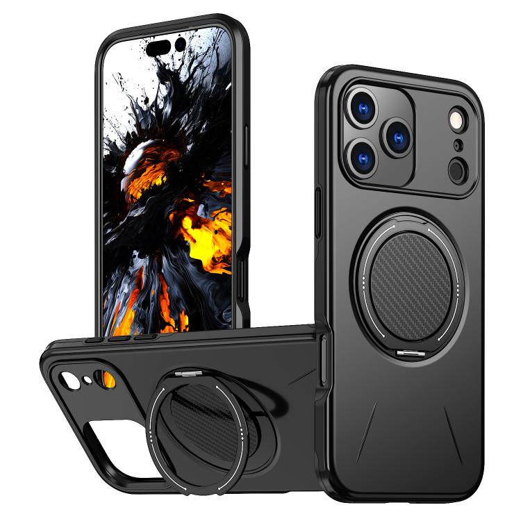 For iPhone 18 Pro Kalebol Magnetic MagSafe Rotation Holder PC Phone Case(Black)