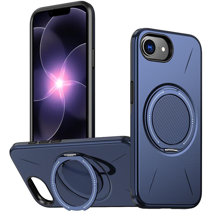 For iPhone 17e / 16e Kalebol Magnetic MagSafe Rotation Holder PC Phone Case(Blue)