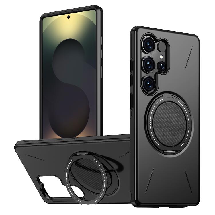 

For Samsung Galaxy S24 Ultra 5G Kalebol Magnetic MagSafe Rotation Holder PC Phone Case(Black)