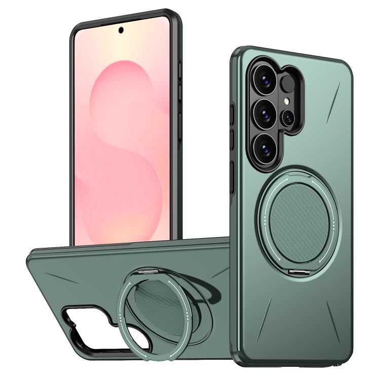 

For Samsung Galaxy S26 Ultra 5G Kalebol Magnetic MagSafe Rotation Holder PC Phone Case(Grey Green)