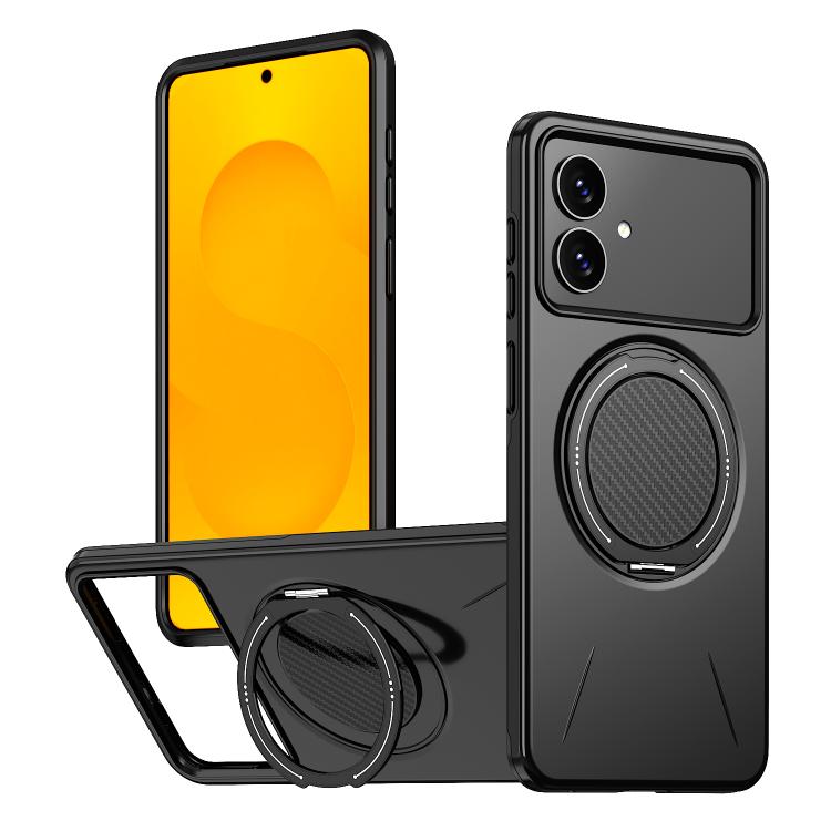 

For Samsung Galaxy S26 Edge 5G Kalebol Magnetic MagSafe Rotation Holder PC Phone Case(Black)