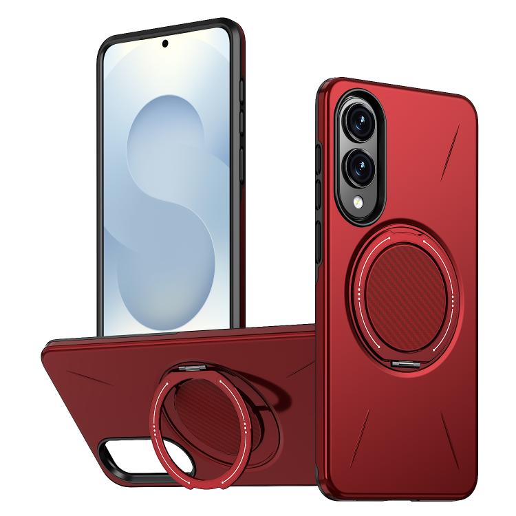 

For Samsung Galaxy S25 Edge 5G Kalebol Magnetic MagSafe Rotation Holder PC Phone Case(Red)