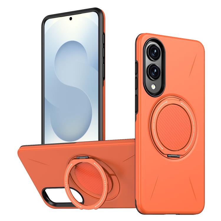

For Samsung Galaxy S25 Edge 5G Kalebol Magnetic MagSafe Rotation Holder PC Phone Case(Orange)