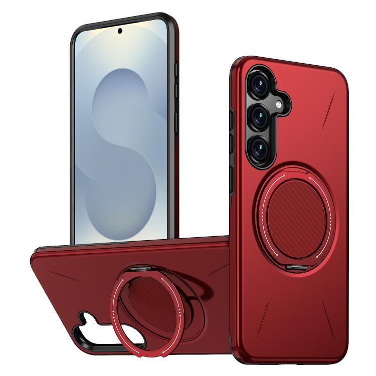 For Samsung Galaxy S24+ 5G Kalebol Magnetic MagSafe Rotation Holder PC Phone Case(Red)