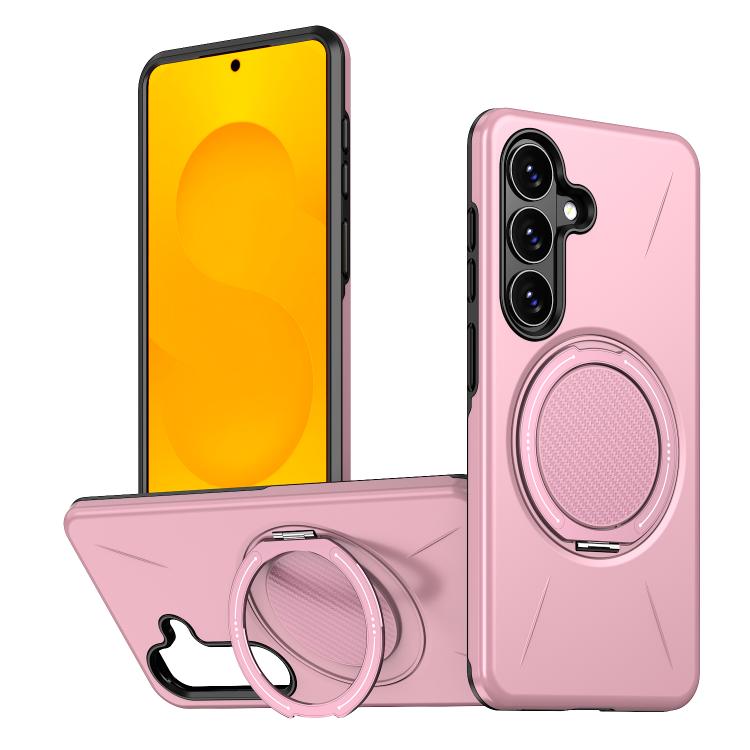 For Galaxy S26+ 5G Kalebol Magnetic MagSafe Rotation Holder PC Phone Case(Pink)
