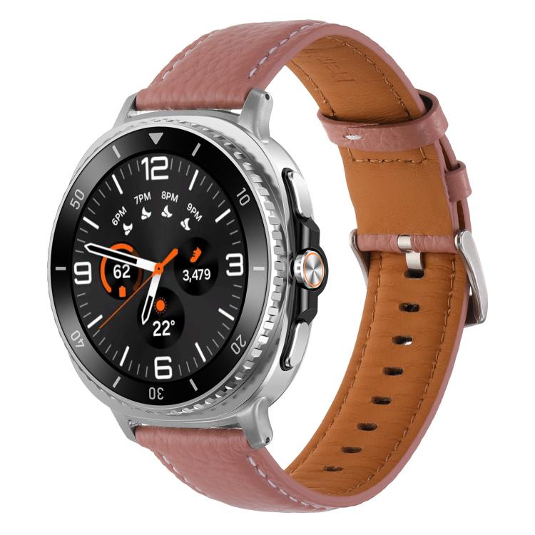 

For Samsung Galaxy Watch8 / Watch8 Classic Lychee Texture Genuine Leather Watch Band(Deep Pink)