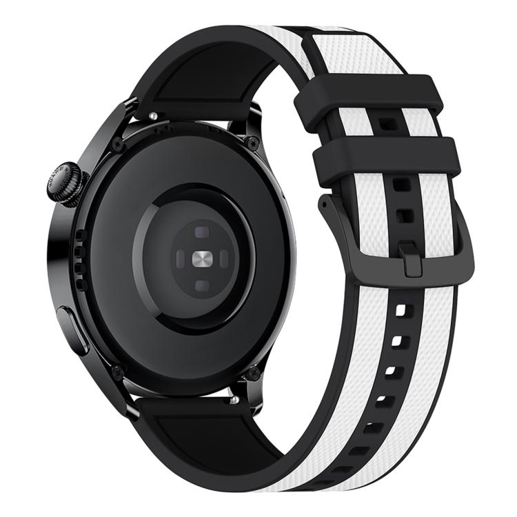 

20mm Vertical Stripe Texture Two Color Silicone Watch Band(White Black)