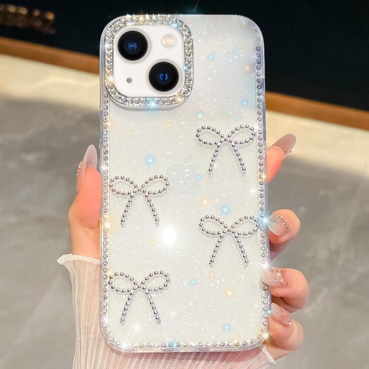 

For iPhone 14 Diamond Glitter Bow-knot Four-Corner Shockproof Phone Case(Transparent)