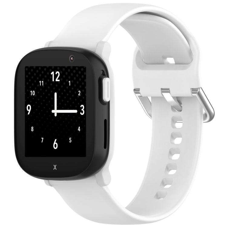 

For Xplora X6 Play Kids Watch Solid Color Silver Buckle Silicone Watch Band, Size:L(White)