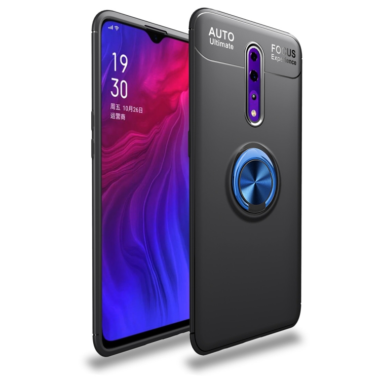 

Metal Ring Holder 360 Degree Rotating TPU Case for OPPO RENO Z(Black+Blue)