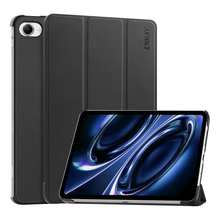 

For Xiaomi Redmi K Pad 2 8.8 2026 ENKAY Tri-fold Custer Texture Leather Smart Tablet Case(Black)