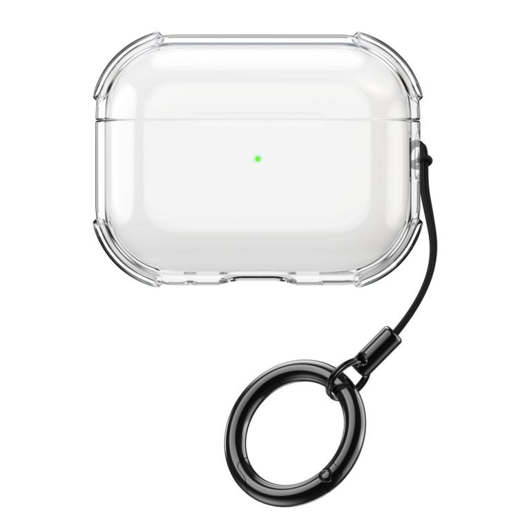For AirPods 4 Simple Transparent Soft Shell TPU Earphone Protective Cover  with Ring Rope(Transparent)