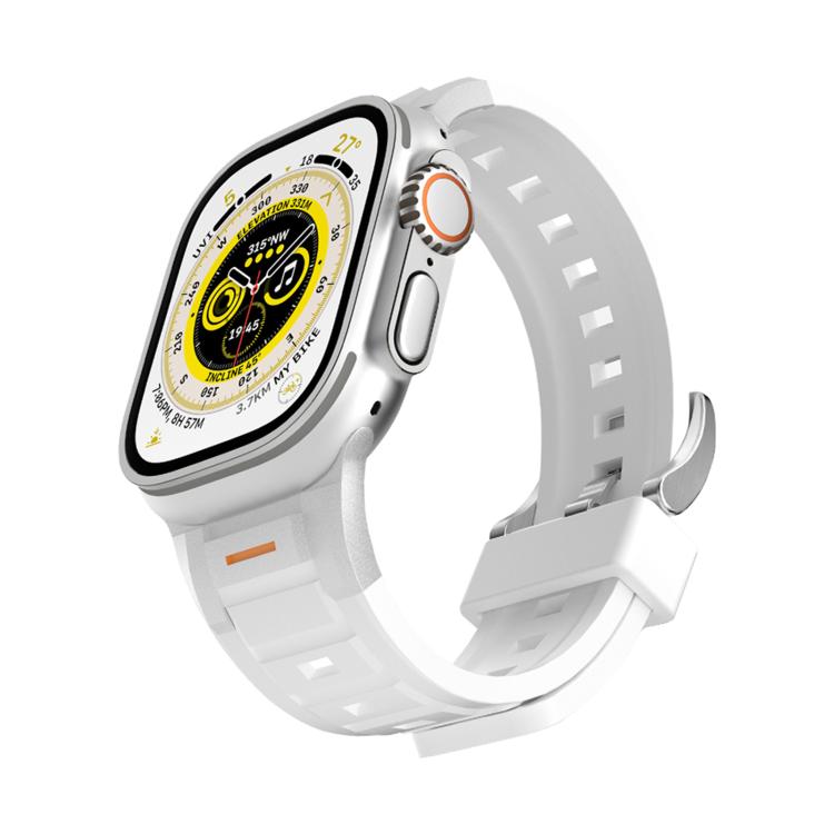 

For Apple Watch 46mm / 49mm / 45mm / 44mm Pioneer Metal Joint Colorful Silicone Watch Band(White)