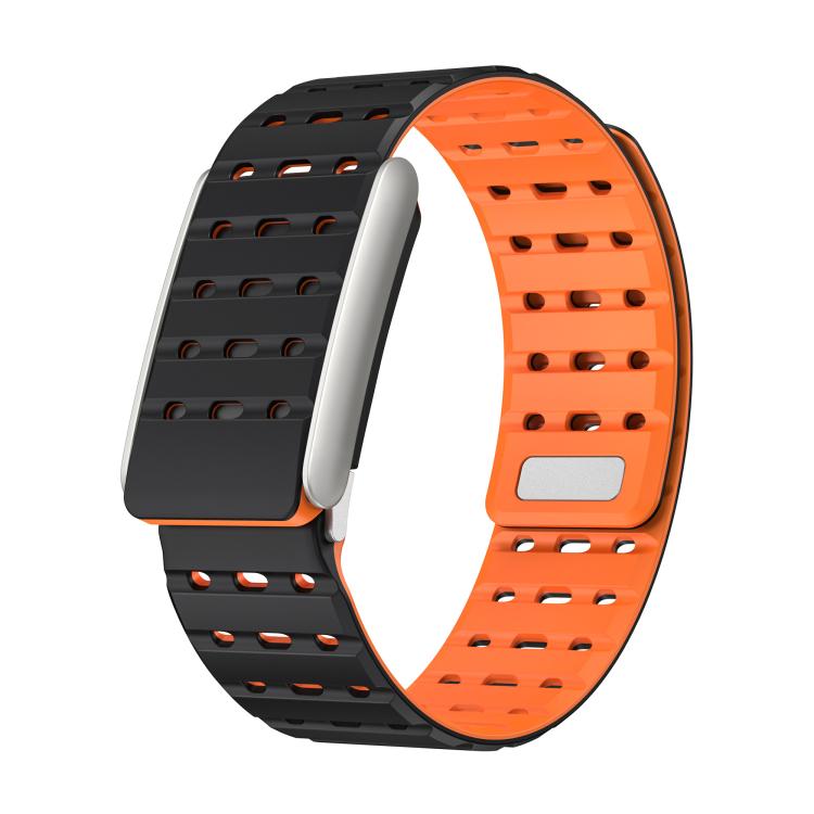

For WHOOP 5.0 Regular Magnetic Silicone Breathable Watch Band(Black Orange)