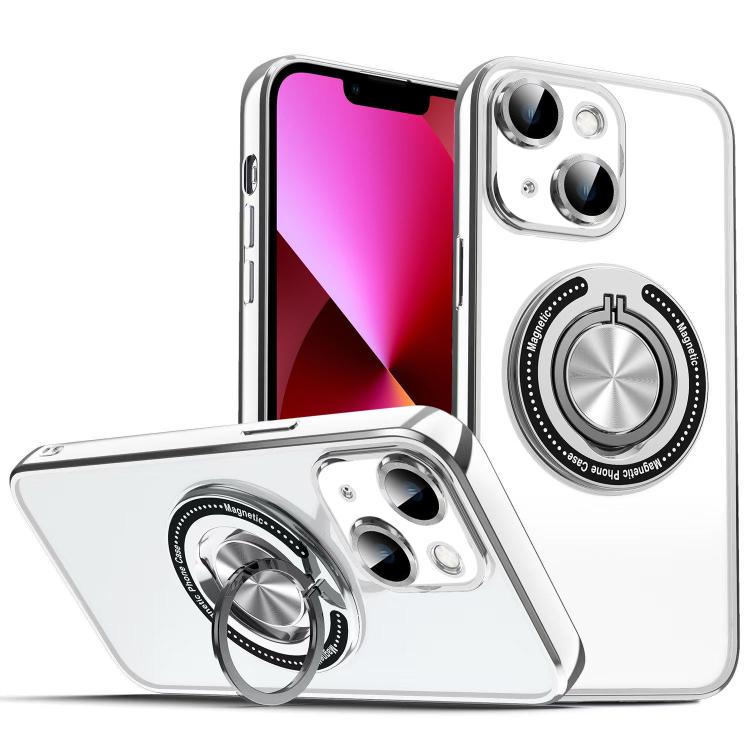 

For iPhone 13 Colorful 360 Invisible Ring MagSafe Phone Case(Silver)